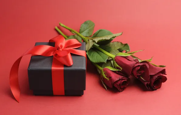 Картинка любовь, цветы, подарок, романтика, розы, red, romantic, gift