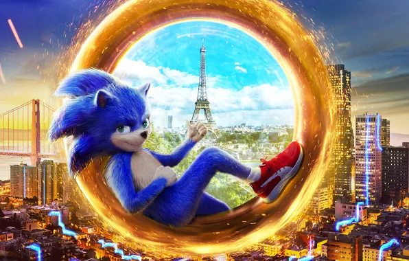Фантастика, фэнтези, постер, Sonic the Hedgehog, Соник в кино