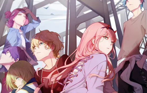 Девушка, парни, 002, Darling In The Frankxx, Милый во Франксе