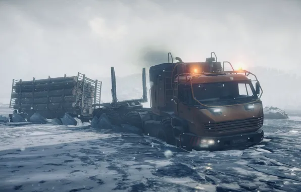 HDR, Winter, Water, Smoke, Truck, Game, Ice, Trees
