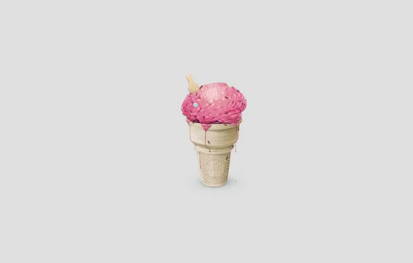 Картинка минимализм, муравьи, мороженое, мозг, стаканчик