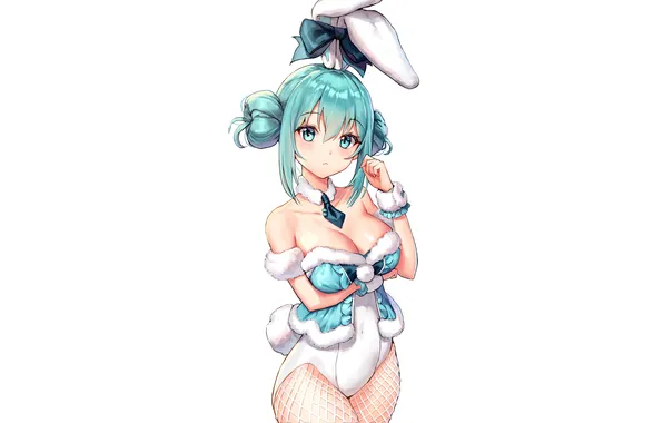 Girl, sexy, Hatsune Miku, cleavage, Vocaloid, green eyes, boobs, anime