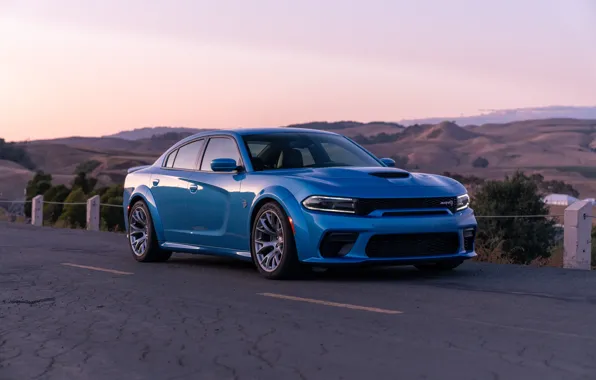 Закат, вечер, Dodge, Charger, Hellcat, SRT, Widebody, 2019