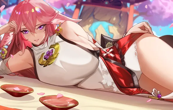 Gadis kawaii, ya miko, dampak genshin