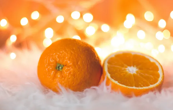 Оранжевый, настроение, праздник, новый год, еда, рождество, апельсины, мех