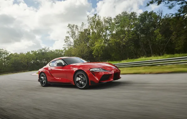 Дорога, деревья, скорость, Toyota, Supra
