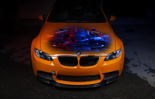 Картинка BMW, Orange, E90, Face, Sight