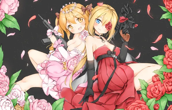 Девочки, аниме, арт, улыбки, girls frontline
