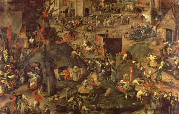 Масло, картина, 1598, Питер Балтен, Деревенская ярмарка, Peeter Baltens