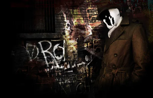 Стена, граффити, The Watchmen, Rorschach, суперопер