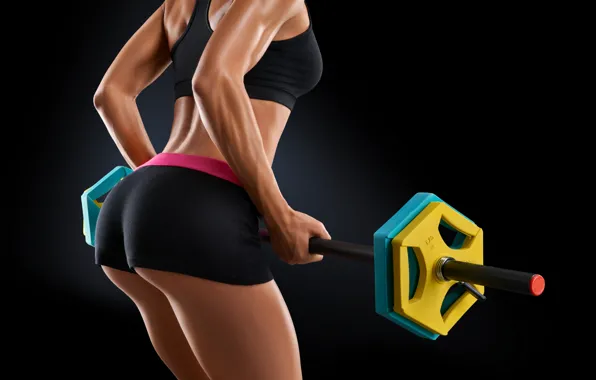 Картинка yellow, workout, fitness, weight, dumbbell bar