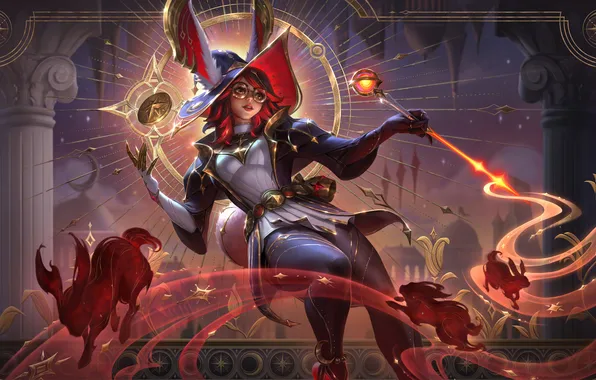 Девушка, доспехи, кролик, game, колдовство, Aurora, персонажи, League of Legends