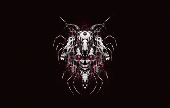 Минимализм, Череп, Стиль, Фон, Рога, Art, Style, Skull