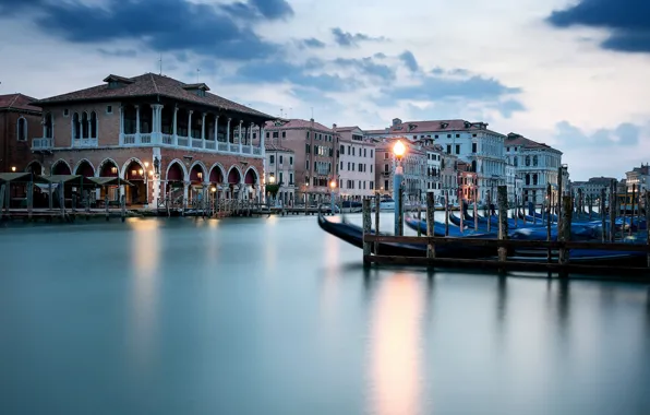Река, дома, лодки, Venice