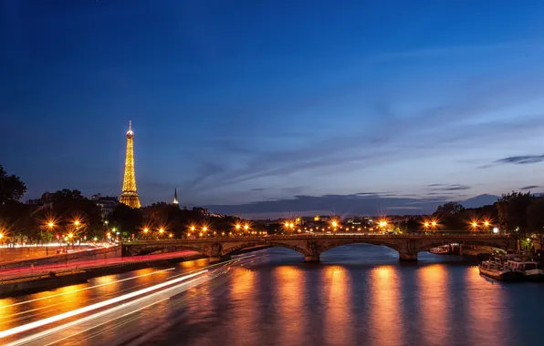 Картинка вода, мост, блики, река, Париж