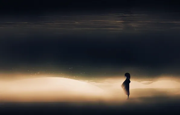 Море, девочка, одна, пески