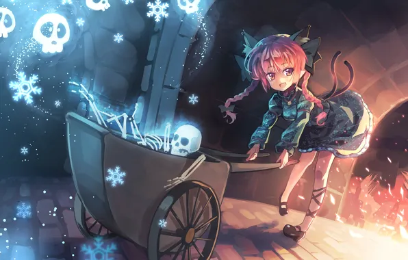 Девушка, скилет, Konachan