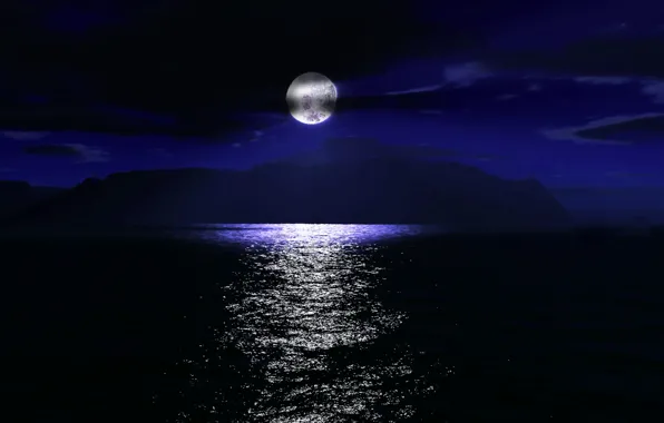 Море, ночь, лунная дорожка