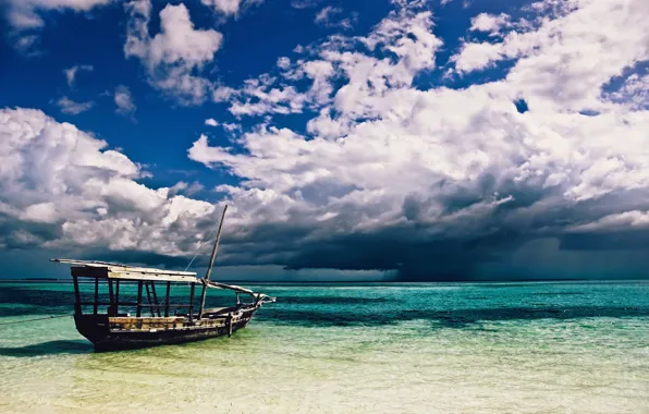 Море, дождь, лодка, rain, sea, boat