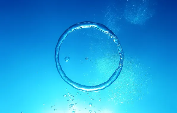 Картинка вода, синий, пузыри, круг