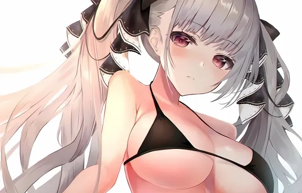 Girl, sexy, cleavage, long hair, boobs, anime, beautiful, twintails