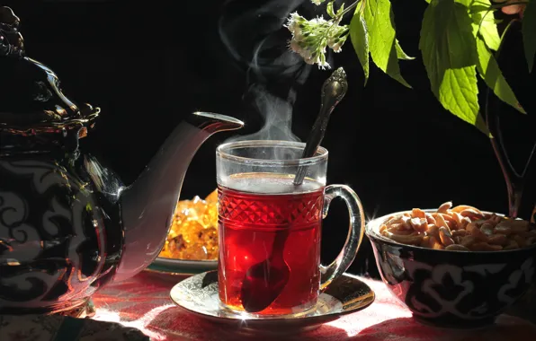 Картинка чай, чайник, сладости