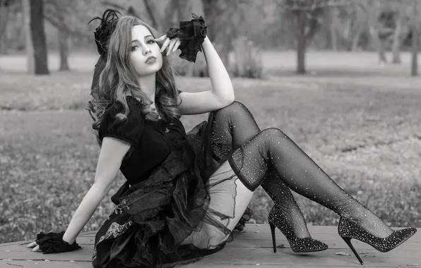 Картинка девушка, лицо, поза, стиль, ноги