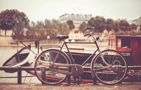 Картинка лето, велосипед, город, колесо, колеса