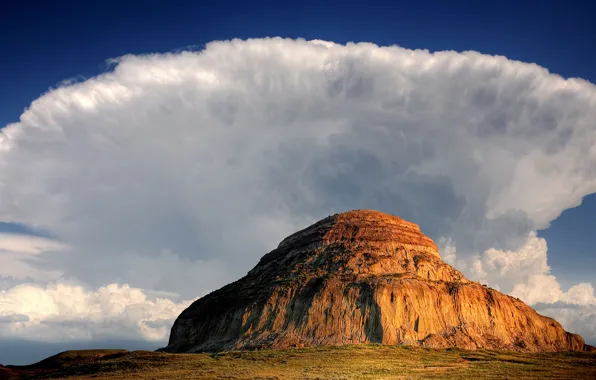 Картинка облака, горы, Канада, Саскачеван, Big Muddy Valley, Castle Butte