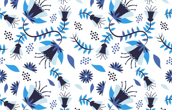Картинка фон, текстура, белый фон, Blue, flower, pattern