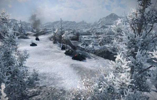 Зима, игра, танки, wot, подбитые, северогорск, world fo tanks