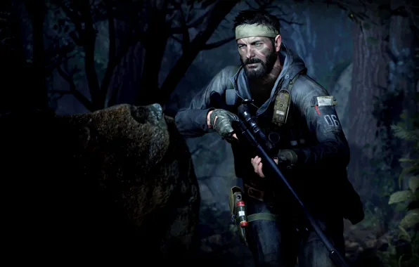 Лес, ночь, оружие, солдат, боец, снайперская винтовка, activision, treyarch