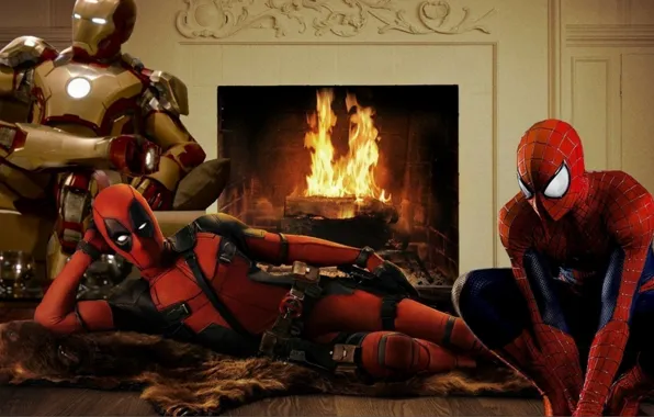 Deadpool, spider man, iron man