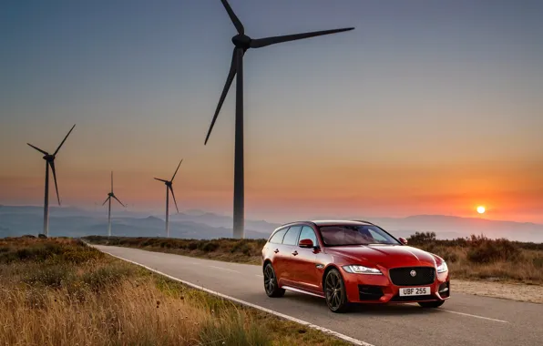 Закат, Jaguar, универсал, Sportbrake, 2017, Jaguar XF, R-Sport
