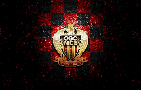 Wallpaper, sport, logo, football, glitter, Nice, Ligue 1, checkered