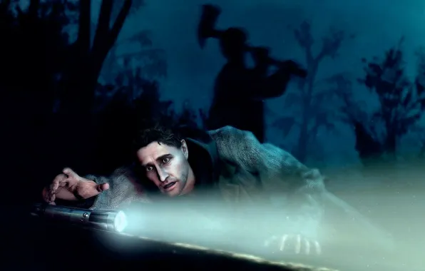 Ночь, фонарик, маньяк, топор, ужасы, Alan Wake