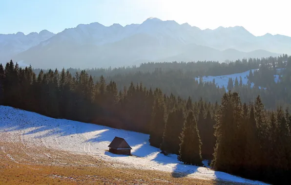 Картинка пейзаж, горы, дом