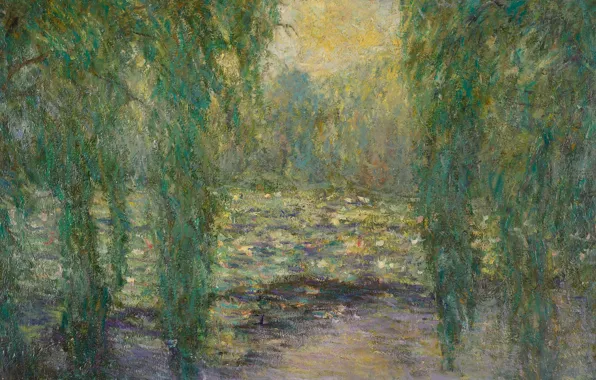 Картинка пейзаж, картина, Бланш Моне, Blanche Hoschede-Monet, Кувшинки