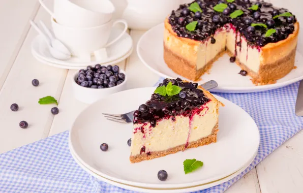 Ягоды, черника, крем, sweet, dessert, творог, Чизкейк