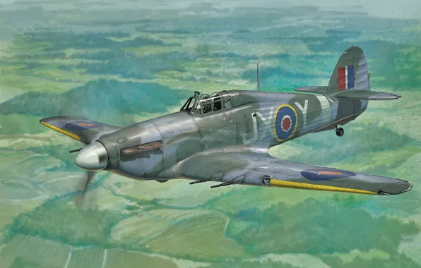 Картинка art, airplane, aviation, Hawker Hurricane, ww2