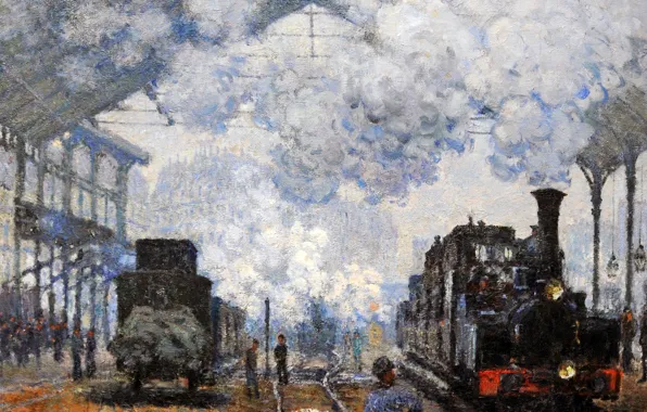 Картинка картина, Клод Моне, жанровая, Станция Сен-Лазар