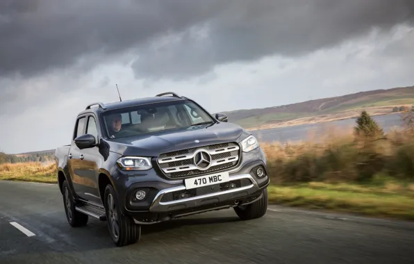 Картинка Mercedes-Benz, равнина, пикап, 2017, X-Class, тёмно-серый, UK-version