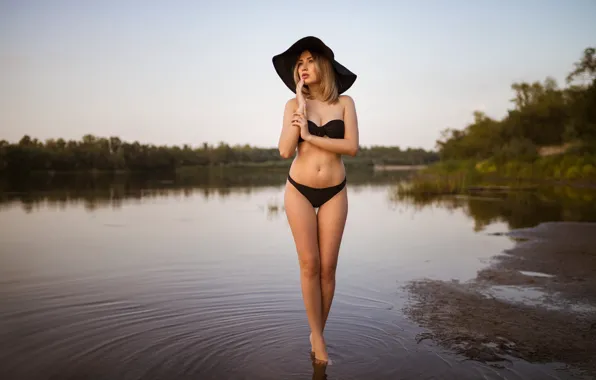 Лето, свобода, деревья, шляпа, блондинка, простор, space, summer
