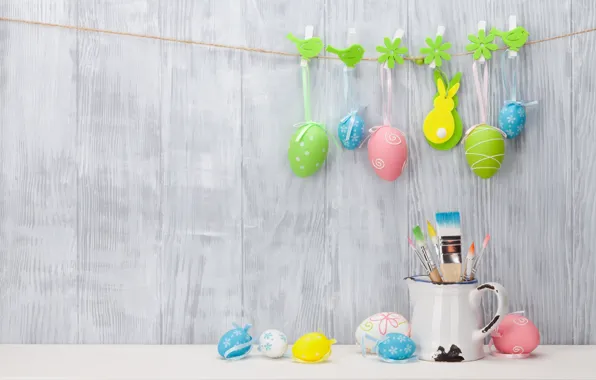 Пасха, wood, spring, Easter, eggs, decoration, Happy, tender