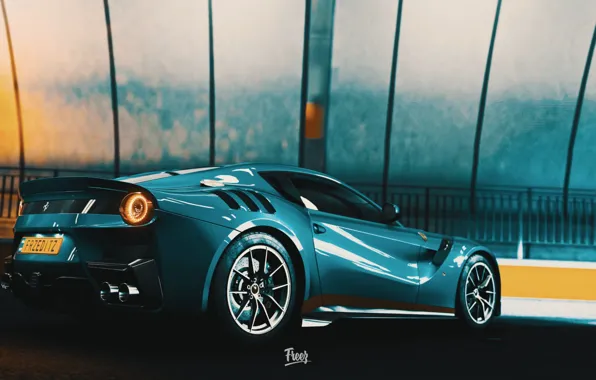 Авто, Машина, Ferrari, Суперкар, Рендеринг, F12, Ferrari F12, Game Art