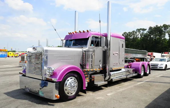 Pink, Truck, Peterbilt, 1988, Other Technics, Cool Wallpaper