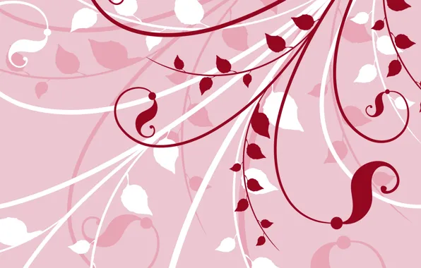 Цветы, вектор, текстура, розовый фон, background