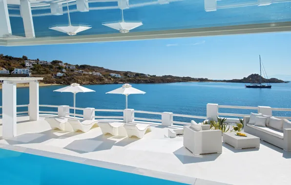 Pool, view, Villa, terrace, Mykonos