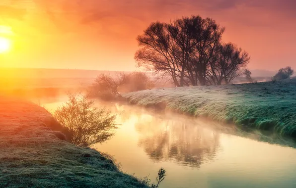 Картинка пейзаж, landscape, nature, sunset, lake