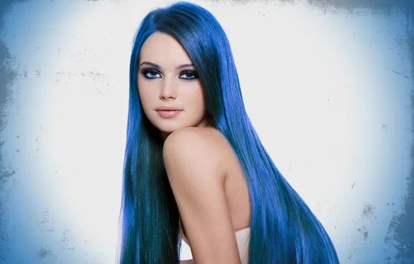 Девушка, волосами, с голубыми